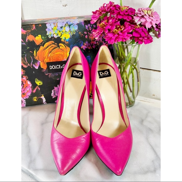 Dolce & Gabbana Hot Pink Leather Stiletto Pumps - Picture 2 of 7
